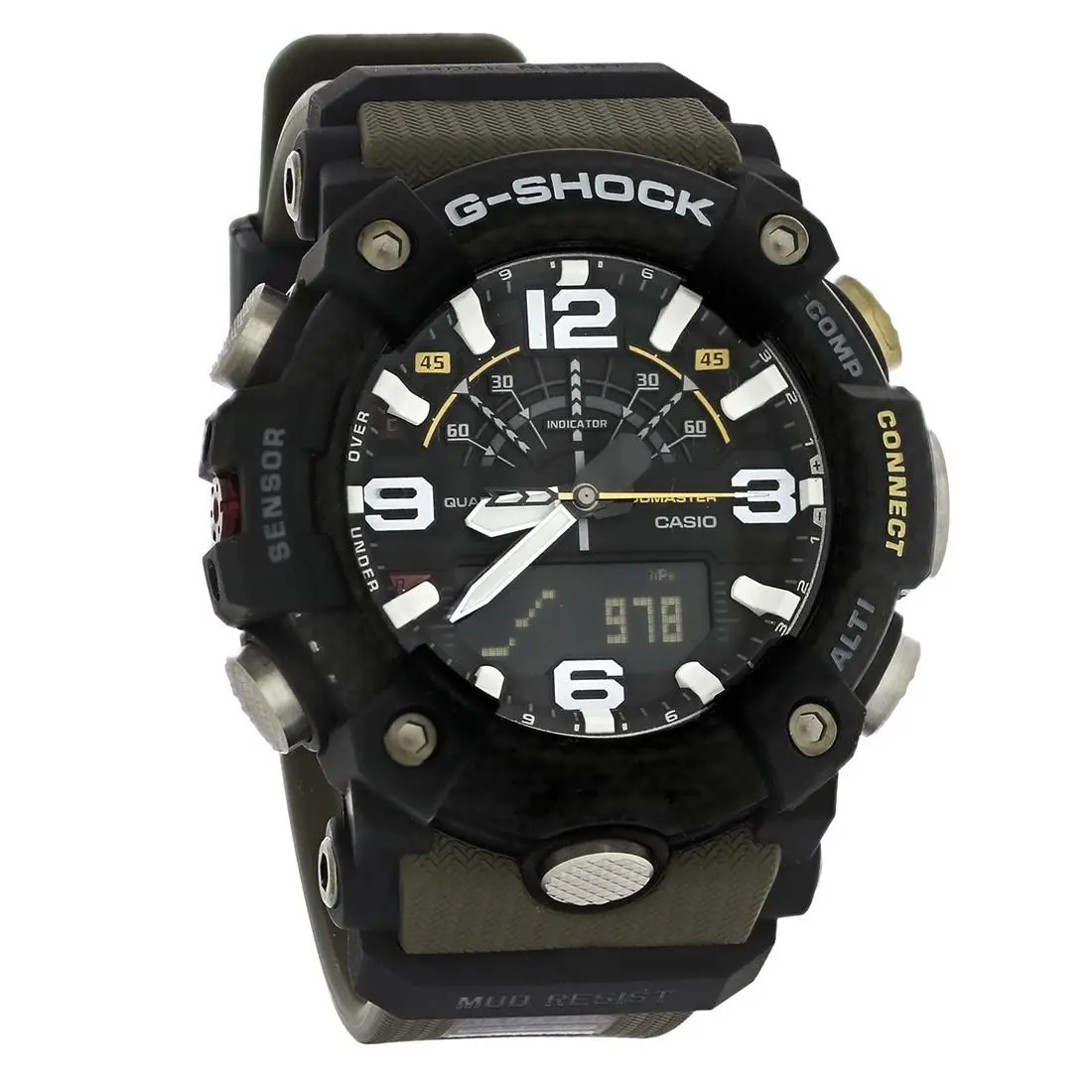 Casio G-shock Mudmaster Quad Sensor Men`s Quartz Watch GGB100-1A3 - Face: Black, Dial: Black, Band: Green