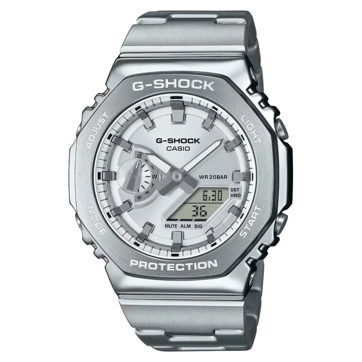Casio G-shock G-steel Metallic Silver Analog-digital Mens Watch GM2110D-7A - Band: Silver