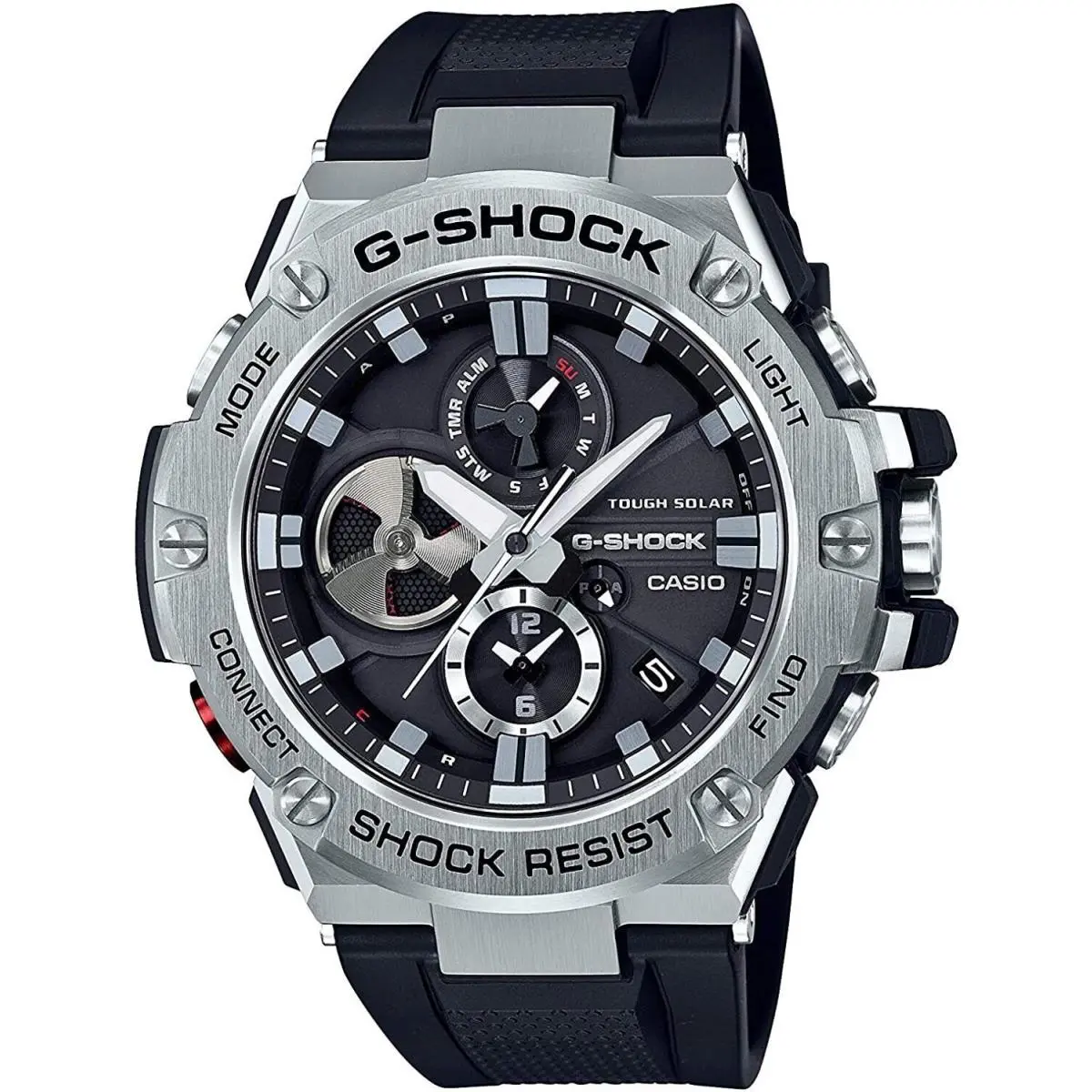 Casio G-shock GSTB100-1A Black Stainless Steel with Resin Band Men`s Wristwatch