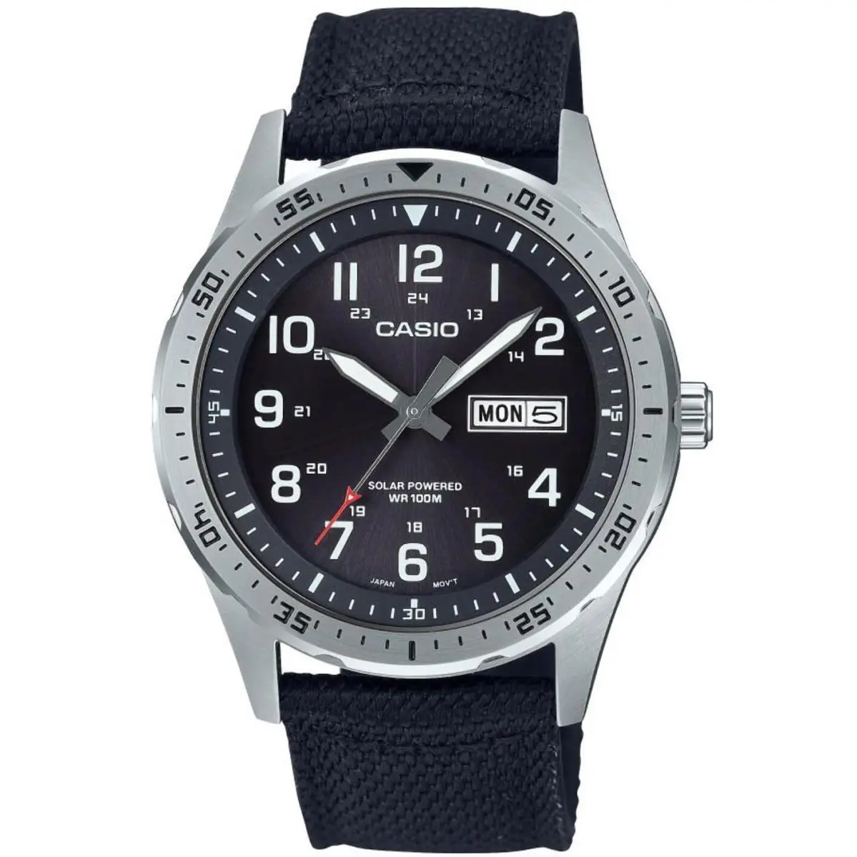 Casio Men`s Solar Powered Stainless Steel Quartz Cloth Strap 22 Casual Watch