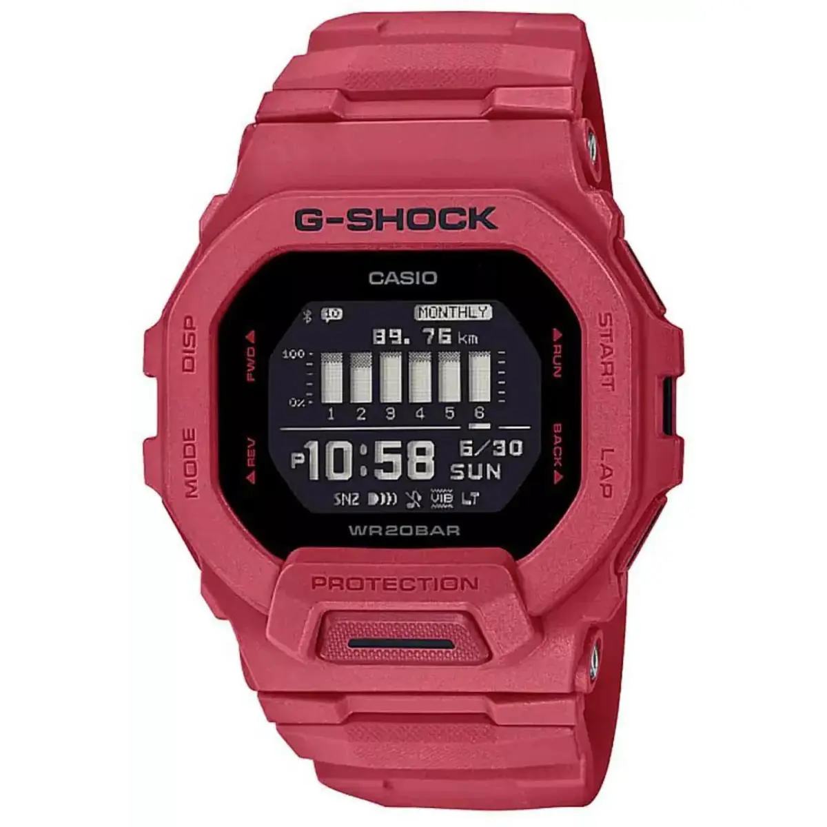 Casio G-shock GBD200RD-4D Men`s Watch GBD-200RD-4D - Dial: No Dial, Band: Red, Bezel: Red