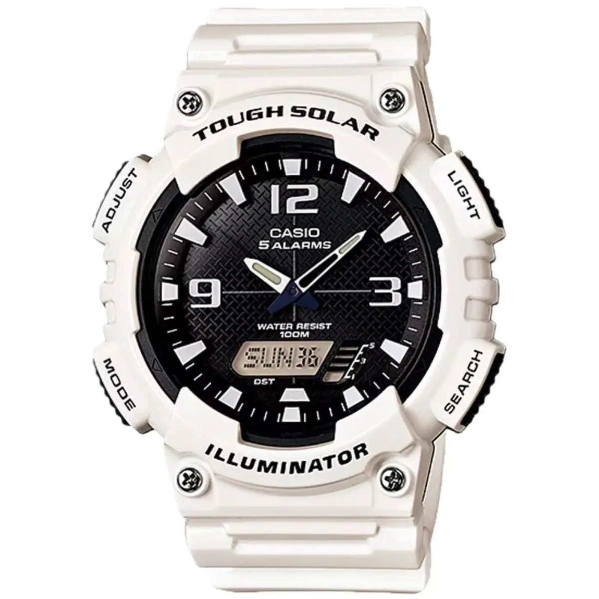 Casio Men`s Watch World Time Black Analog-digital Dial White Strap AQ-S810WC-7AV - Dial: White, Black, Band: White