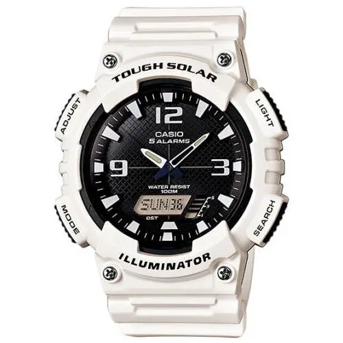 Casio AQS810WC-7AV Solar Illuminator Watch White Resin 100 Meter 5 Alarms