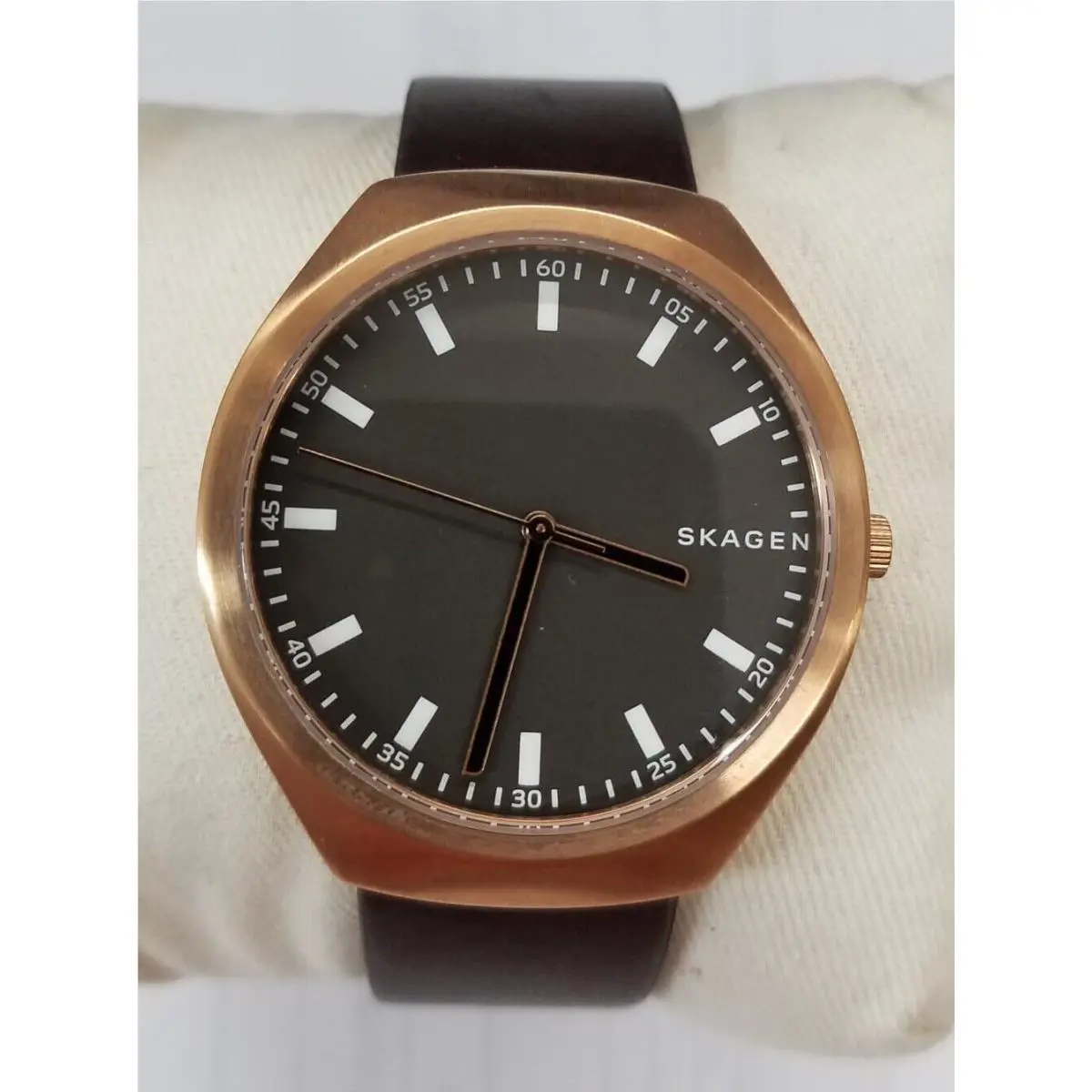 Skagen SKW6402 Greenen Gunmetal Dial Brown Leather Strap Men`s Watch