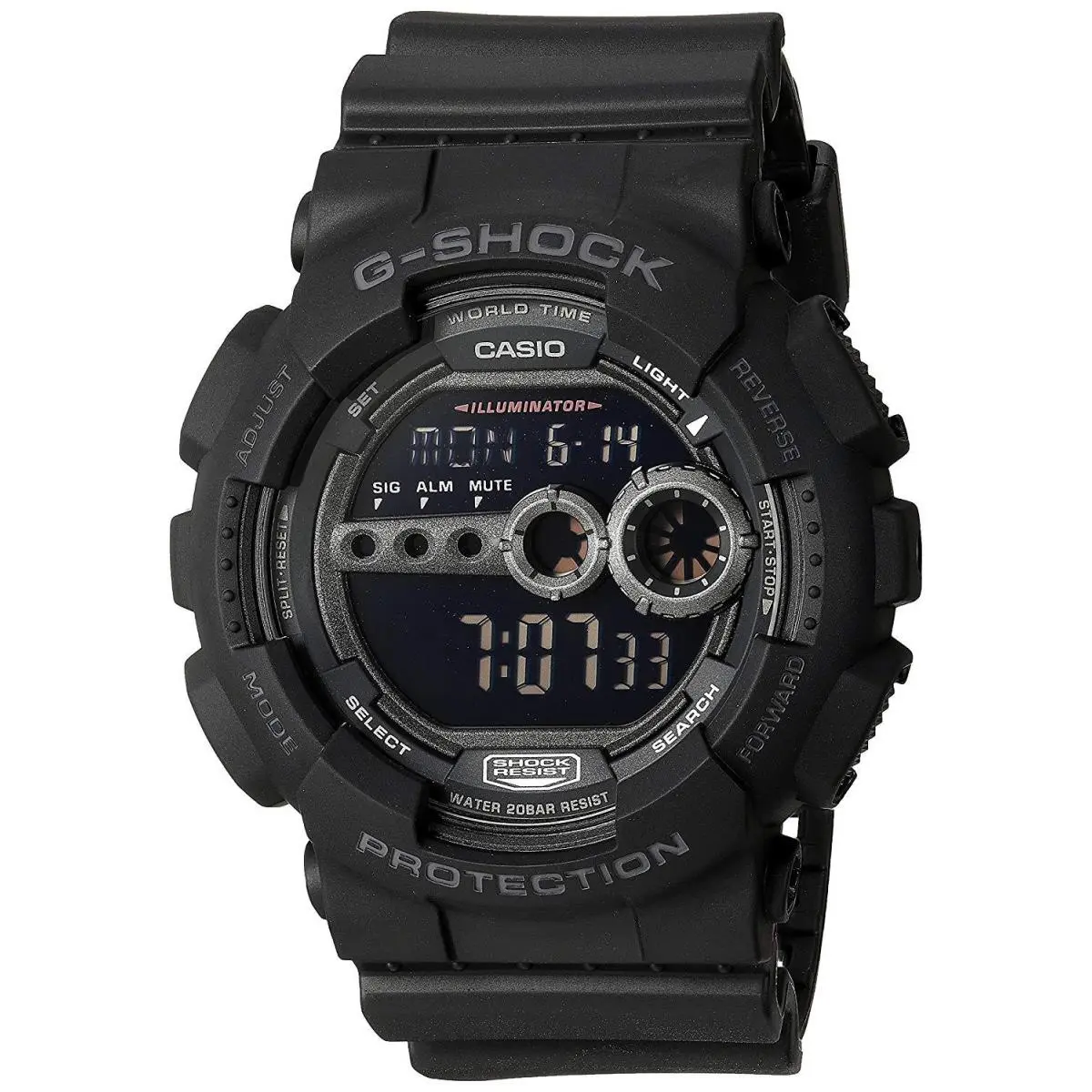 Casio G-shock Men`s Black Digital Shock Water Resistant Military Wristwatch - Dial: Black, Band: Black