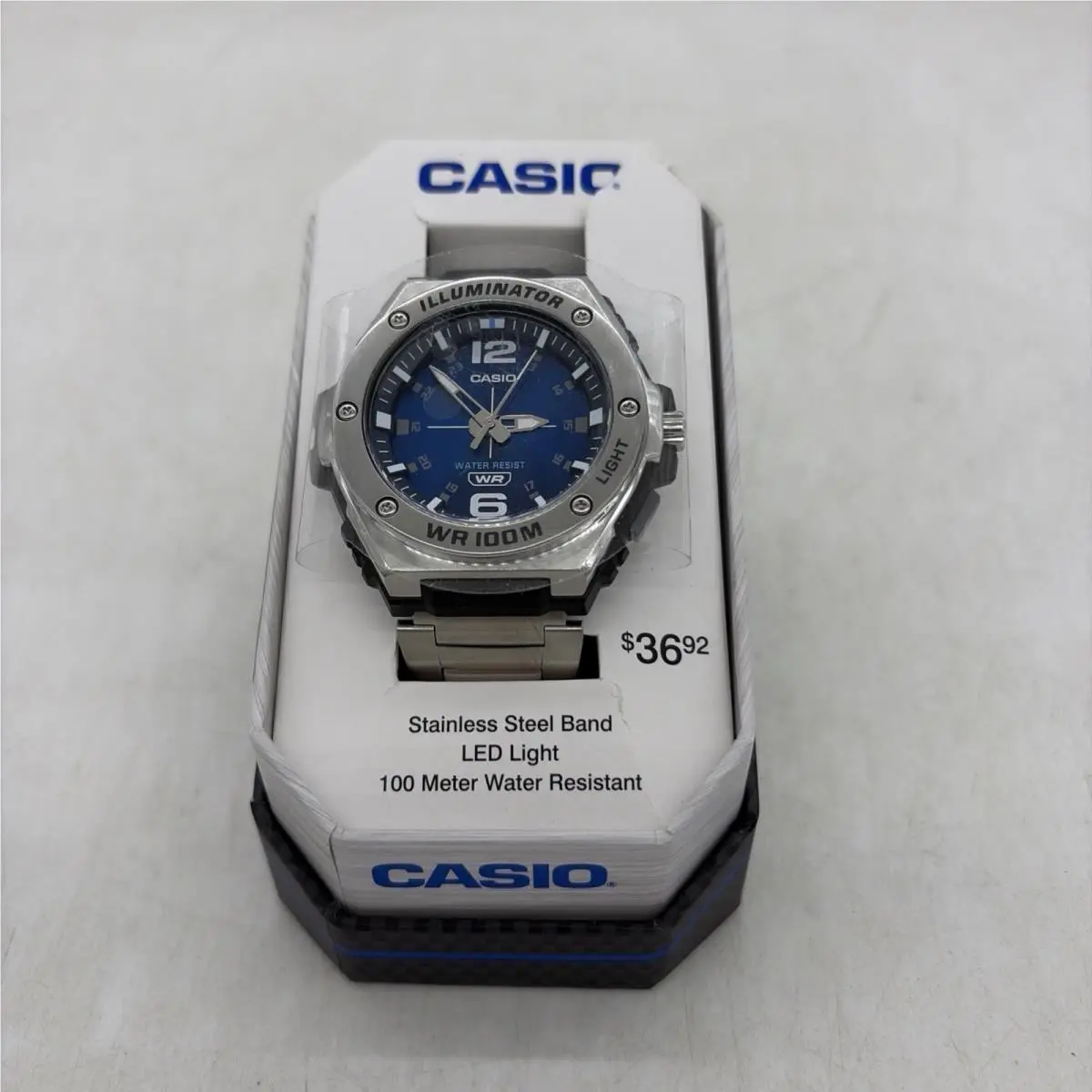 MWA100HD-2AV Men`s Stainless Steel Band 100 Meter WR Illuminator by Casio