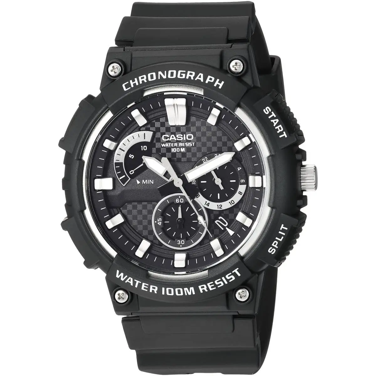 Casio MCW200H Series Men’s Analog Watch Black/black 100M WR Retrograde - Black/Black, Dial: Black, Band: Black
