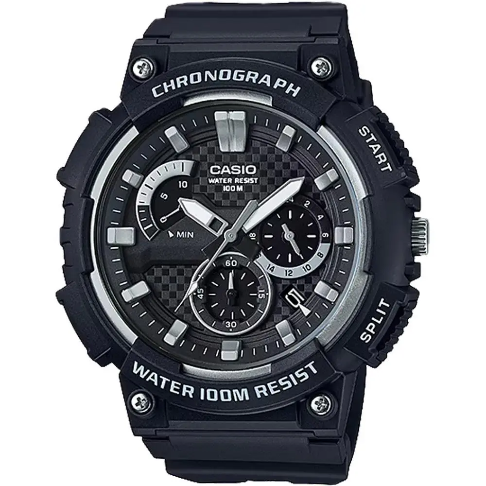 Casio Men`s Chronograph Sport Watch with Black Dial - MCW-200H-1AV - Black, Dial: Black, Band: Black