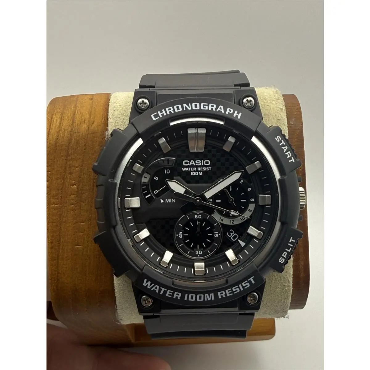 Casio MCW-200H-1AV Heavy Duty Chronograph Watch Black Carbon Dial 100M W/box - Dial: Black, Band: Black, Bezel: Black