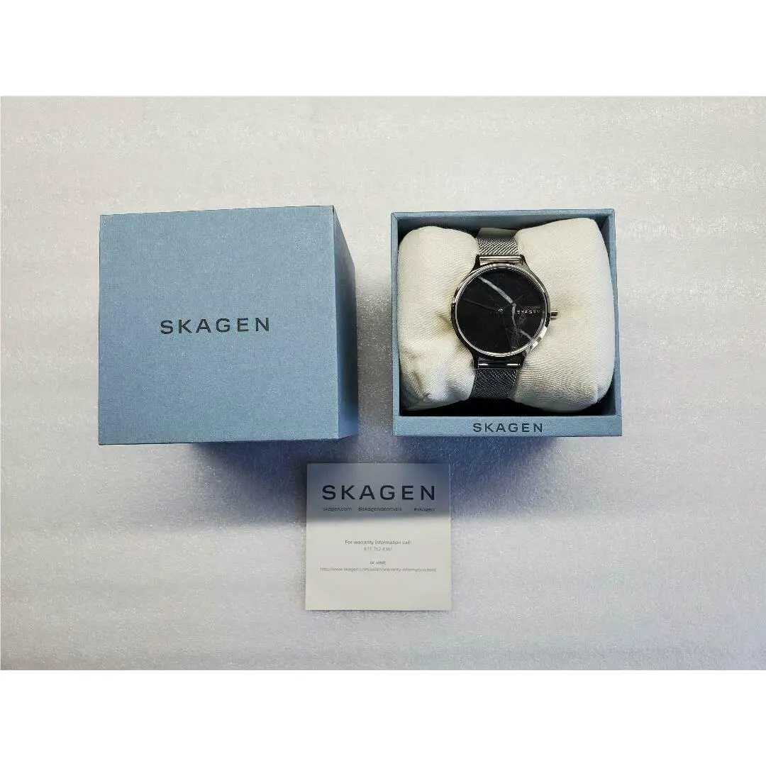 Anita Black Marble Dial Mesh Stainless Steel Ladies Watch SKW2673 by Skagen