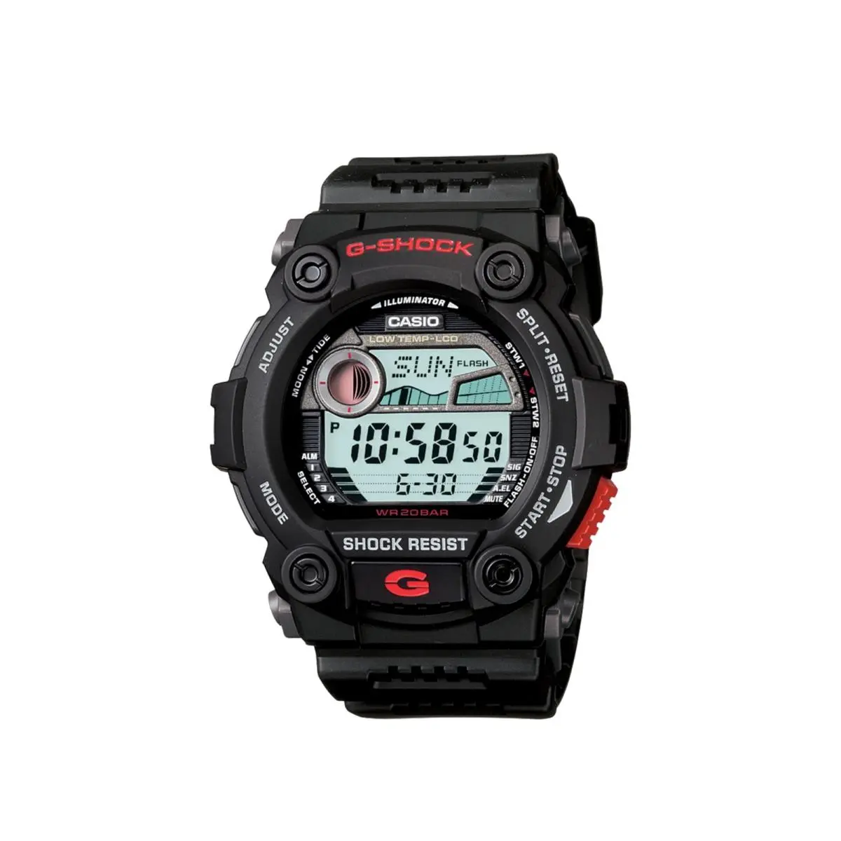 Men`s G-shock G- Rescue Digital Sports Black Resin Wrist Watch Casio G-7900-1CR - Black, Dial: Gray, Band: Black