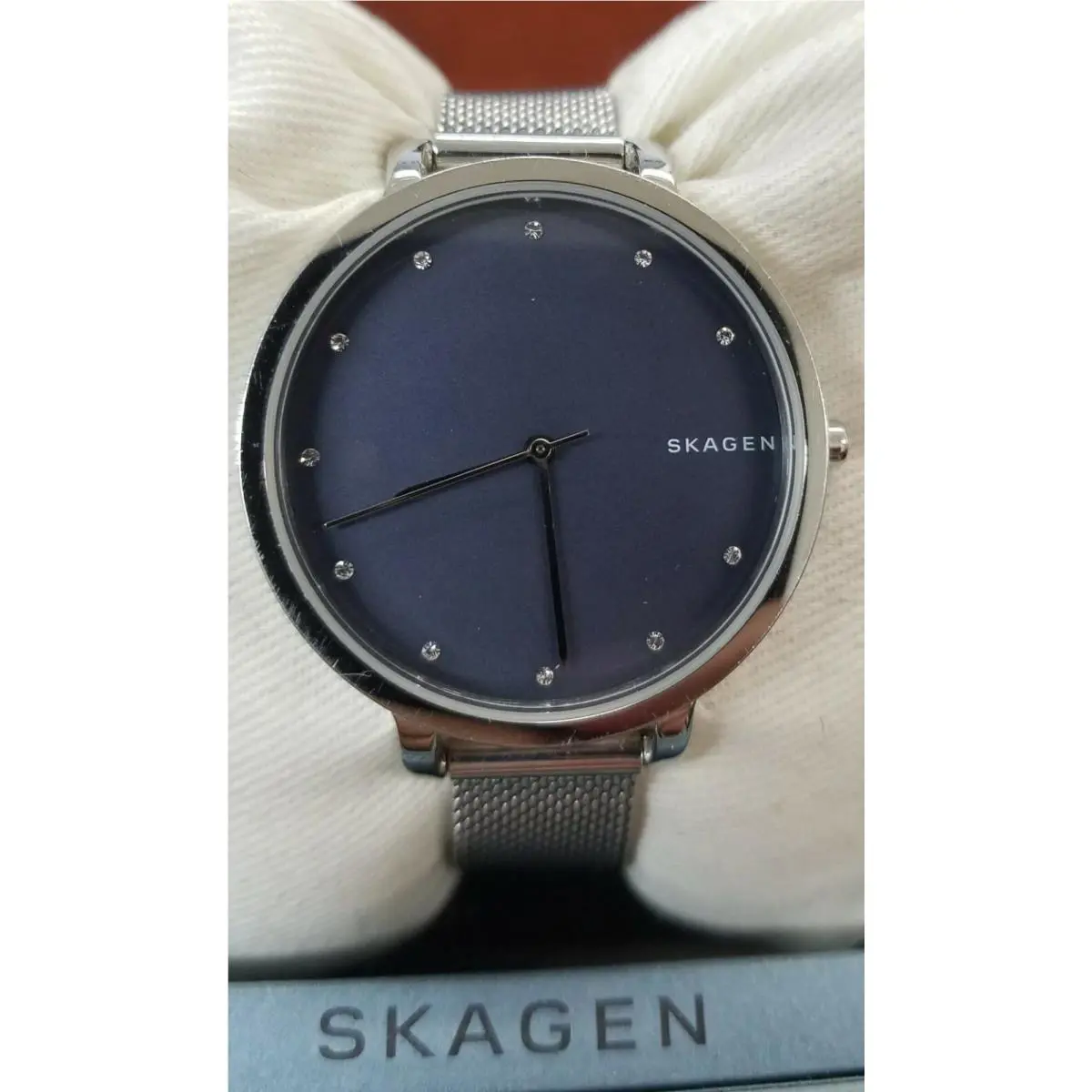 Skagen Hagen Blue Sandblasted Dial Mesh St. Steel Women`s Watch SKW2582
