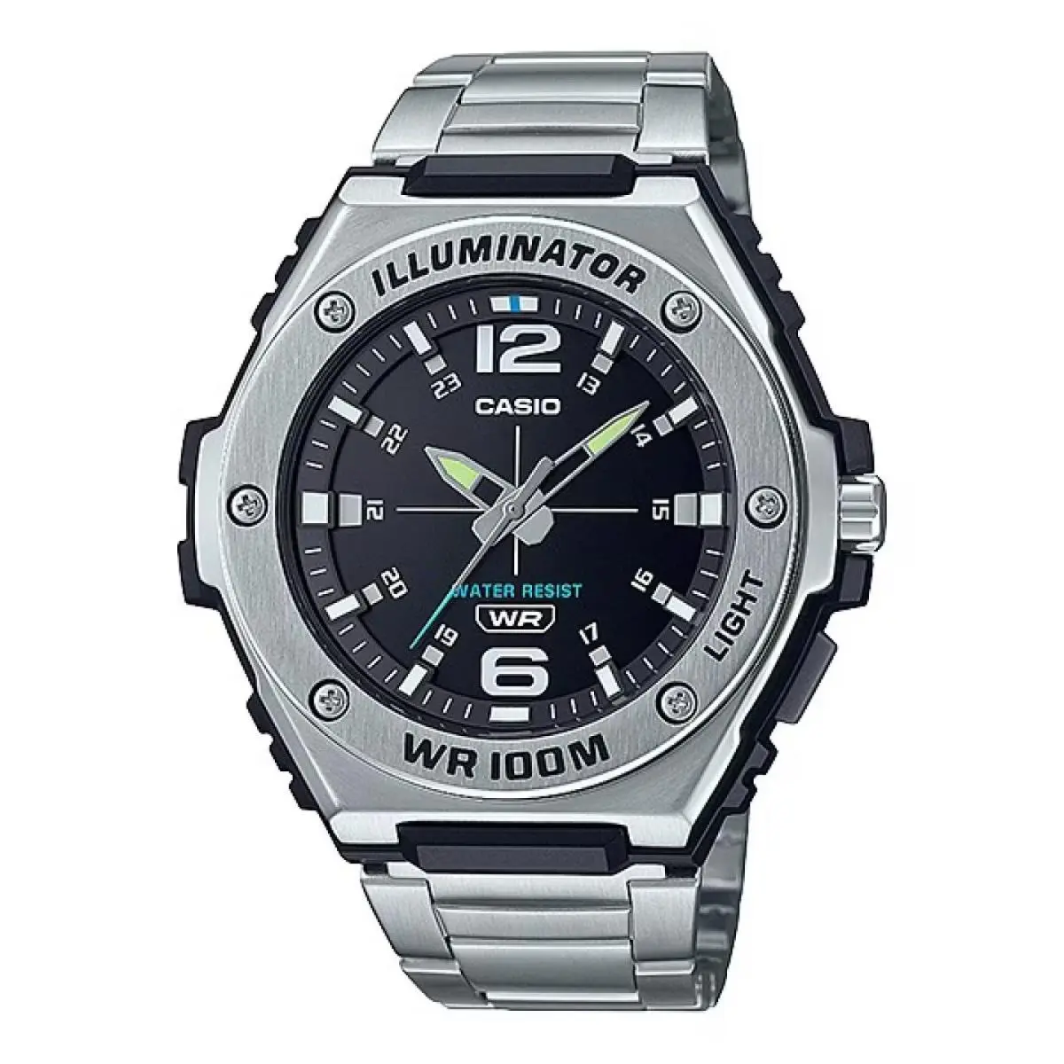 Casio Men`s Watch Quartz Black Dial Stainless Steel Bracelet MWA-100HD-1AVCF - Dial: Black, Band: Silver