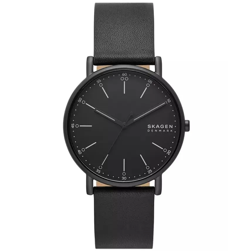 Skagen Men`s Signatur Three Hand Black Leather Watch 40mm