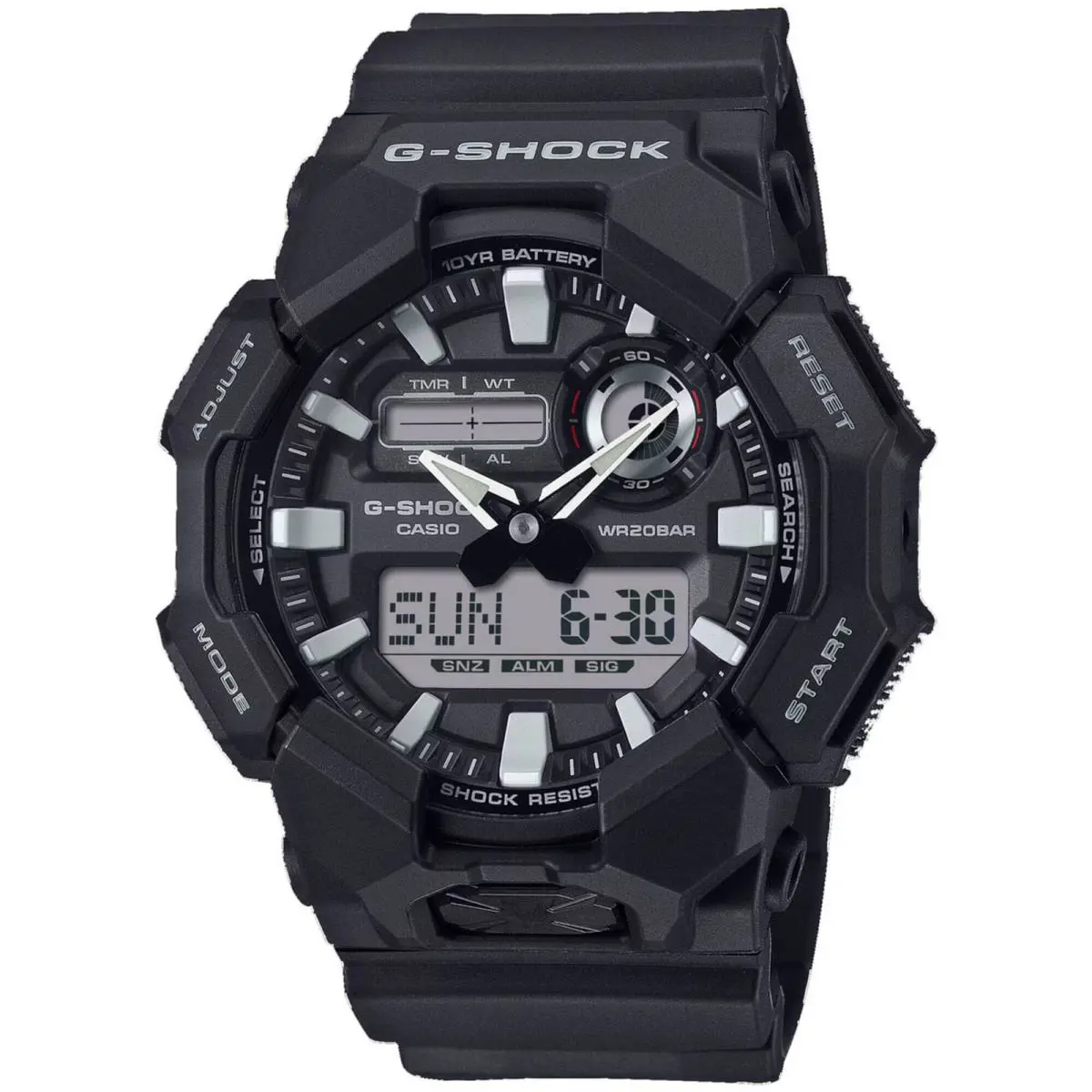 Casio Men`s Watch G-shock Black and Grey Analog-digital Dial Strap GA010-1A - Dial: Black, Grey, Band: Black
