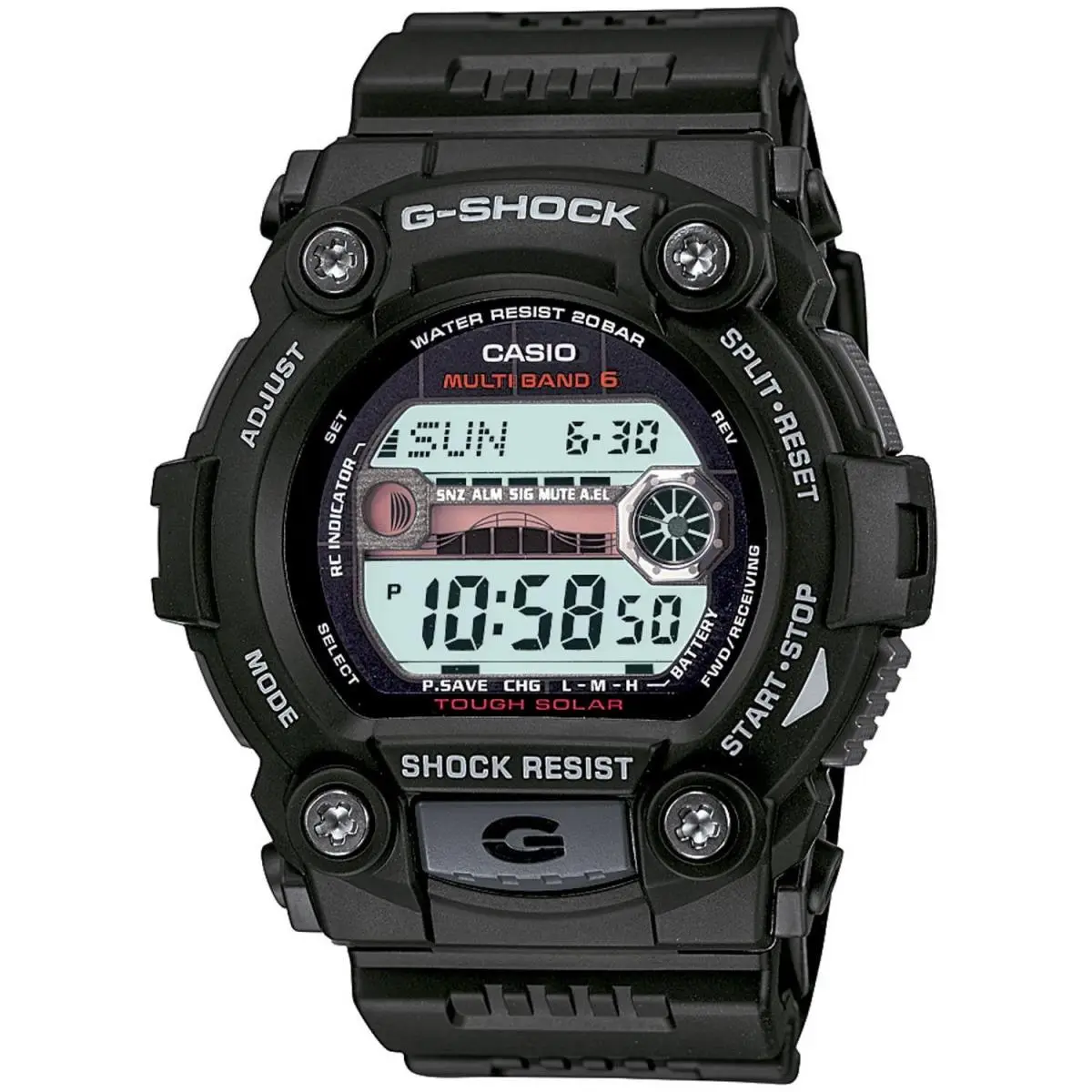 Casio G-shock GW-7900-1 Solar Atomic Digital Watch Black Resin Tide Moon Graph