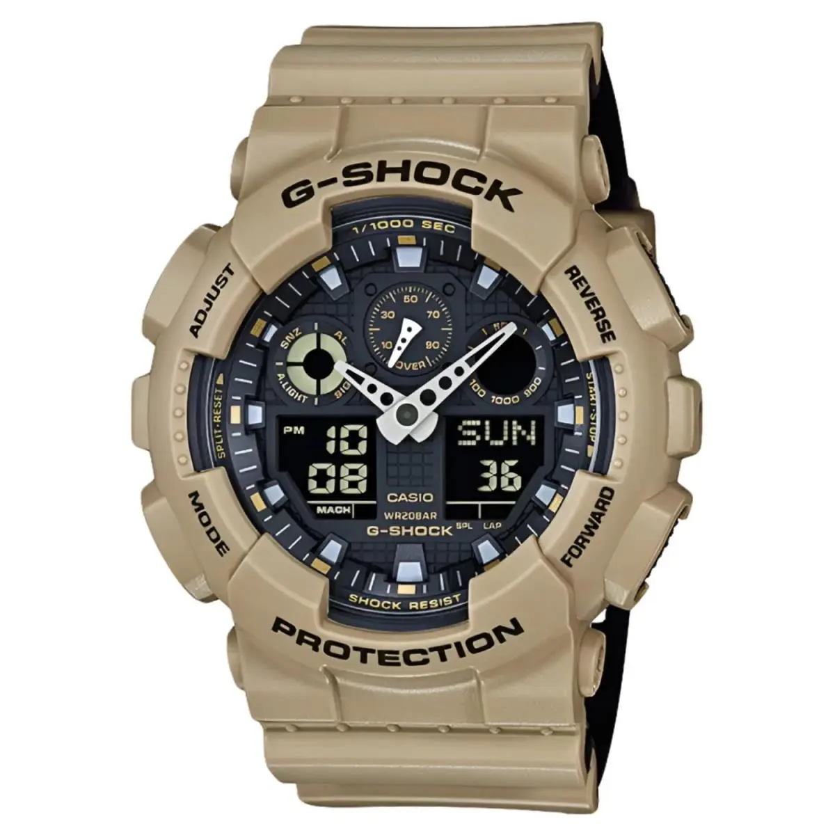 Casio Men`s Military Beige Dial Watch - GA100L-8A - Dial: Black, Band: Beige