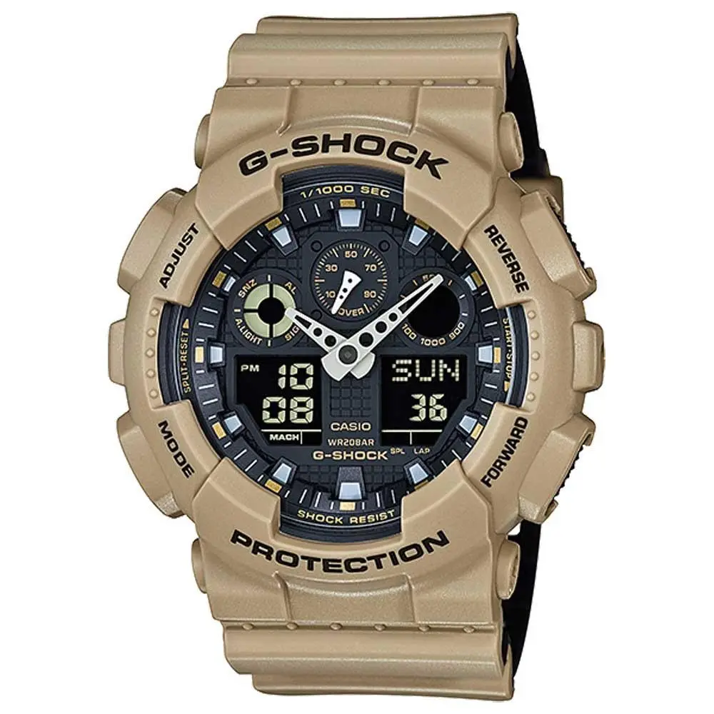 Casio G-shock Analog-digital GA100L-8A Watch - Dial: Black, Band: Beige