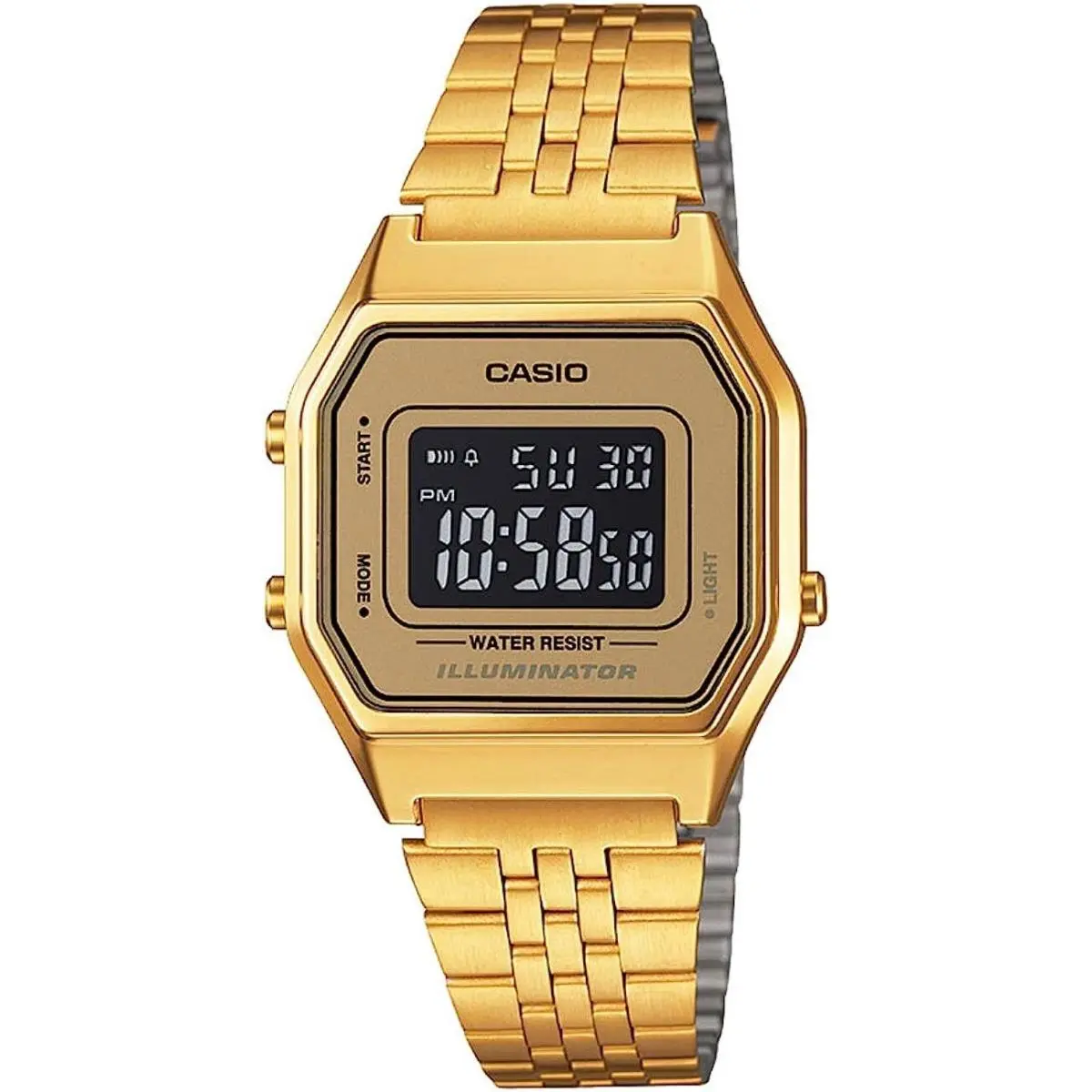 Casio LA680WGA-9B Women`s Vintage Gold Tone Alarm Chronograph Digital Watch - Dial: Gold, Band: Gold