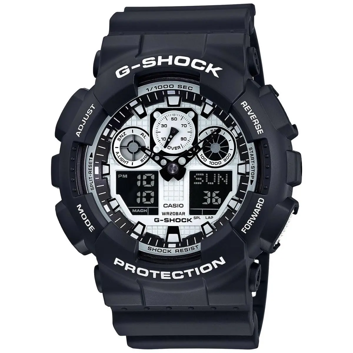 Casio GA100BW-1A Men`s Black and White Analog Digital G Shock Watch
