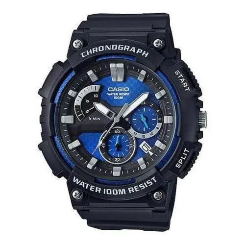 Casio MCW200H-2AV Chronograph Watch Black Resin Band 100 Meter WR Date