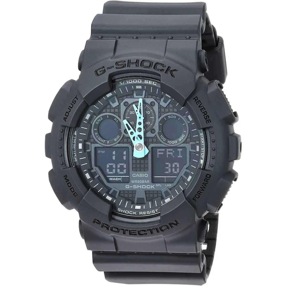 Casio GA-100C-8ACR G-shock Analog Digital World Time Gray Dial Men`s Watch