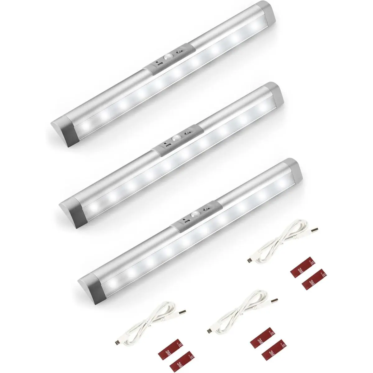 Casio 3 Pack Rechargeable Motion Sensor Led Closet Lights with Eye Protection - 3 pack, Dial: Black, Band: Black