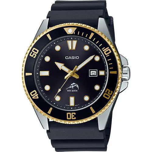 Casio MDV106G-1AV Duro Black Resin Watch 200 Meter WR Date Anti-reverse Bezel - Dial: Black, Band: Black