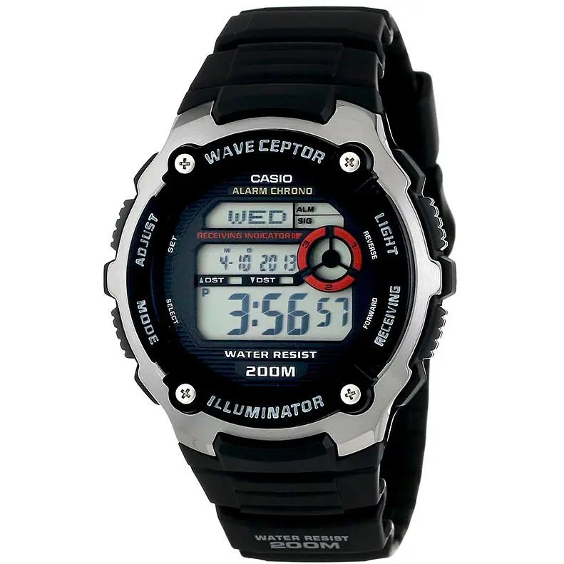 Casio WV-200A-1A Mens Waveceptor Watch Digital Black Atomic Sports - Black