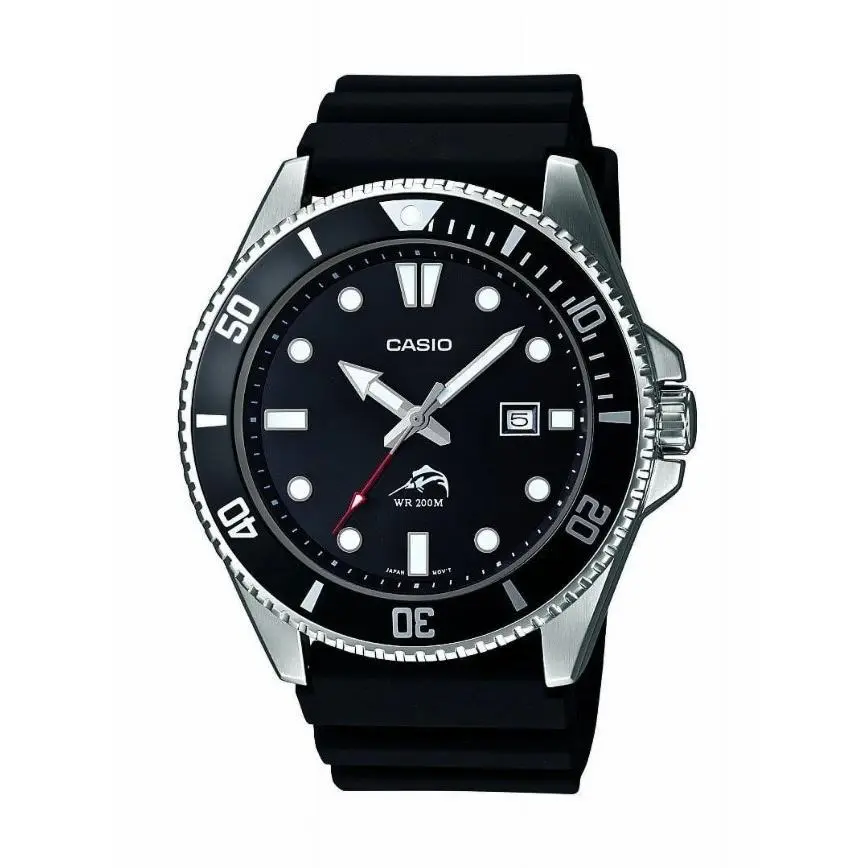 Casio Men’s Black and Silver Dive Style Sports Analog Watch – MDV-106-1AV - Dial: Black, Band: Black, Bezel: Black, Silver
