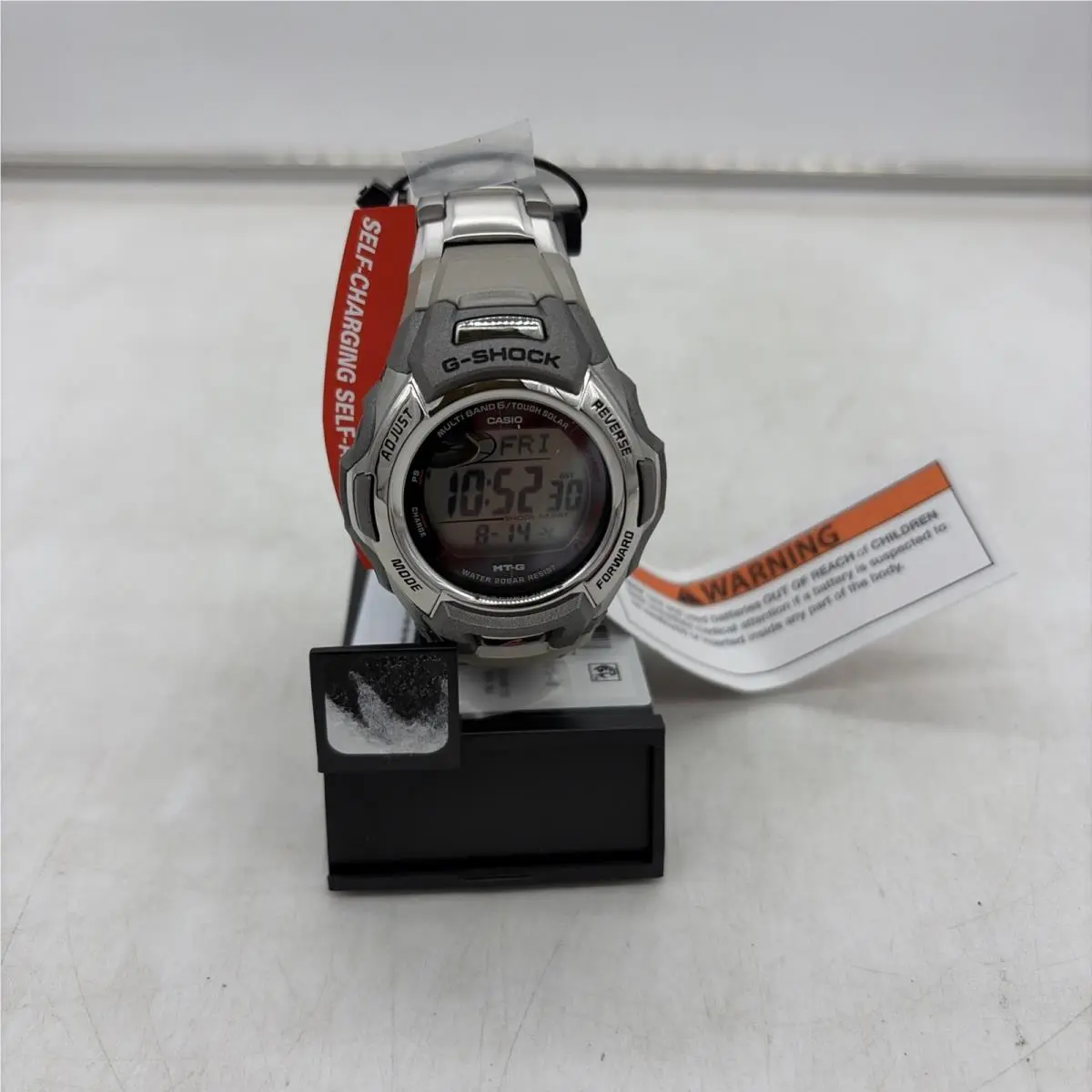 Casio G-shock Mtg M900DA 3406 Mens Watch 46 mm Solar Digital with Papers - Silver, Dial: Silver, Band: Silver