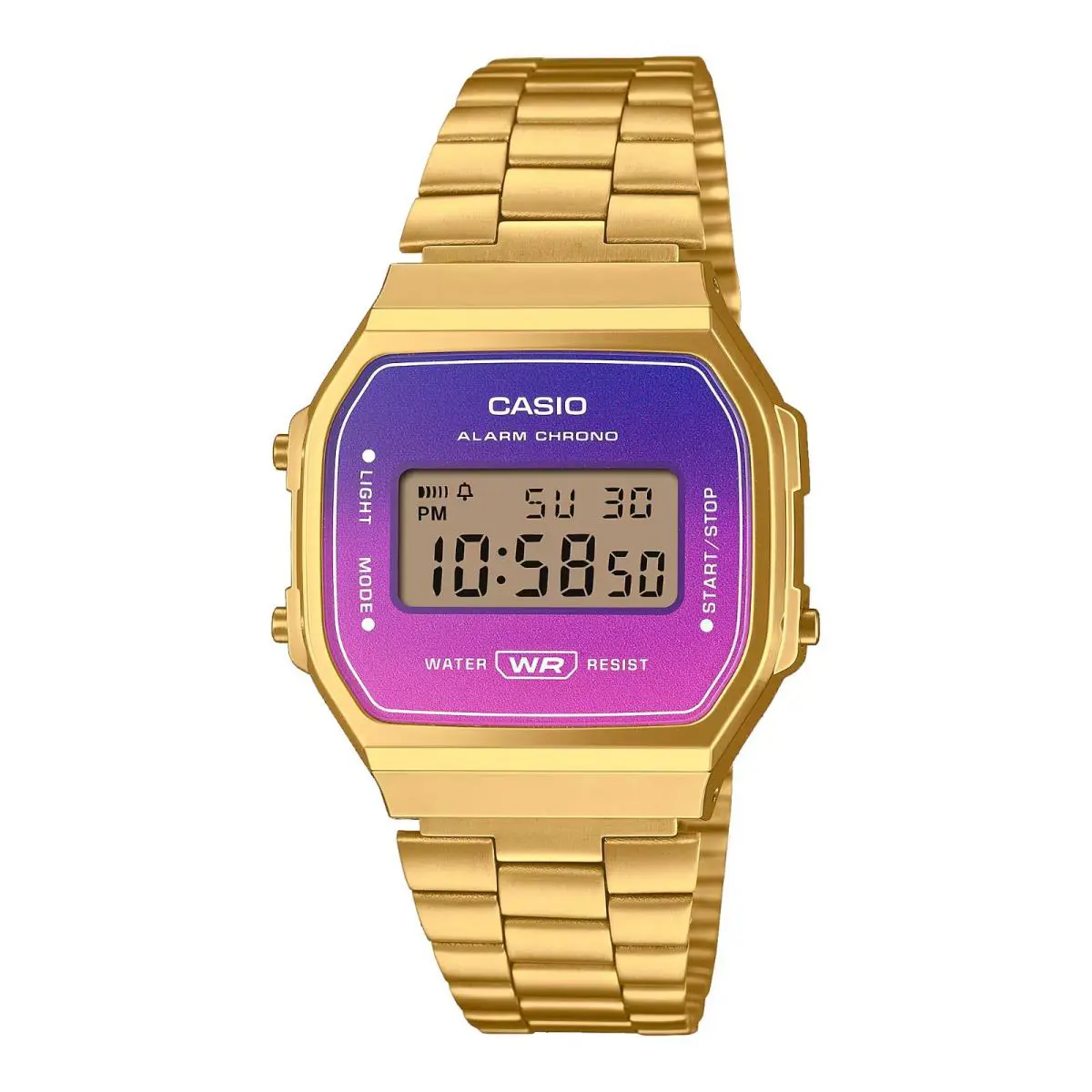 A168WERG-2A Men`s Vintage Gold Tone Purple Dial Alarm Chronograph Watch by Casio