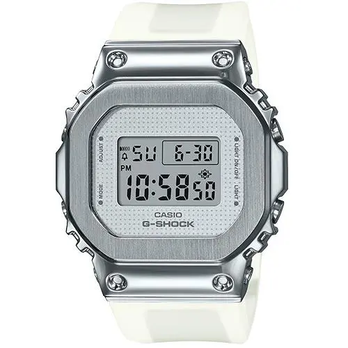 G-shock Women Metal Covered Bezel Digital White Watch GMS5600SK-7 by Casio