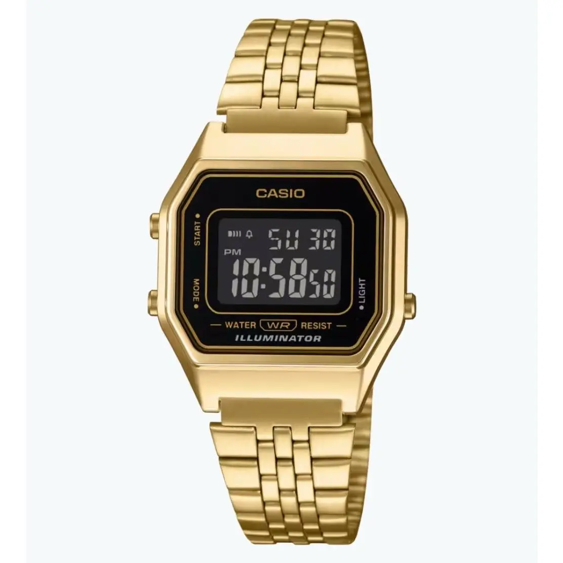 LA680WGA-1B Gold Tone Black Dial Digital Vintage Watch by Casio