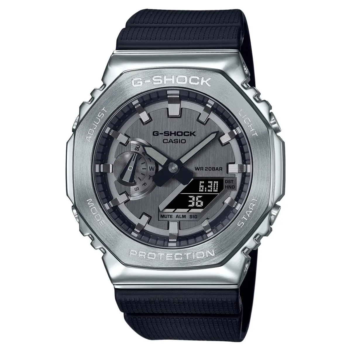 G-shock G-steel Grey Dial Silver / Black Men`s Watch GM-2100-1A by Casio
