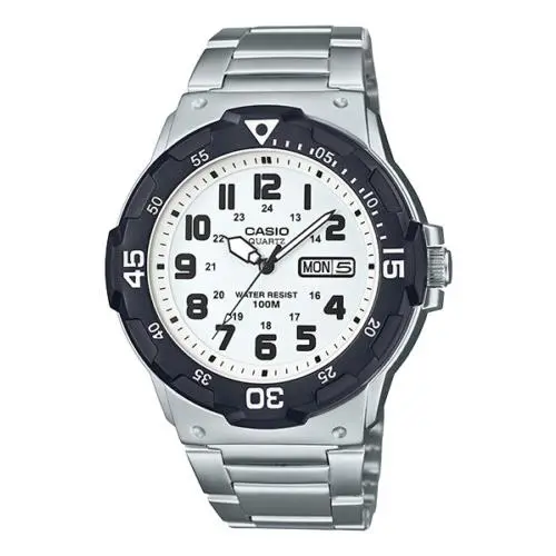 Casio MRW200HD-7BV Analog Watch Bracelet Band Day/date 100 Meter WR - Dial: White, Band: Silver, Bezel: Black