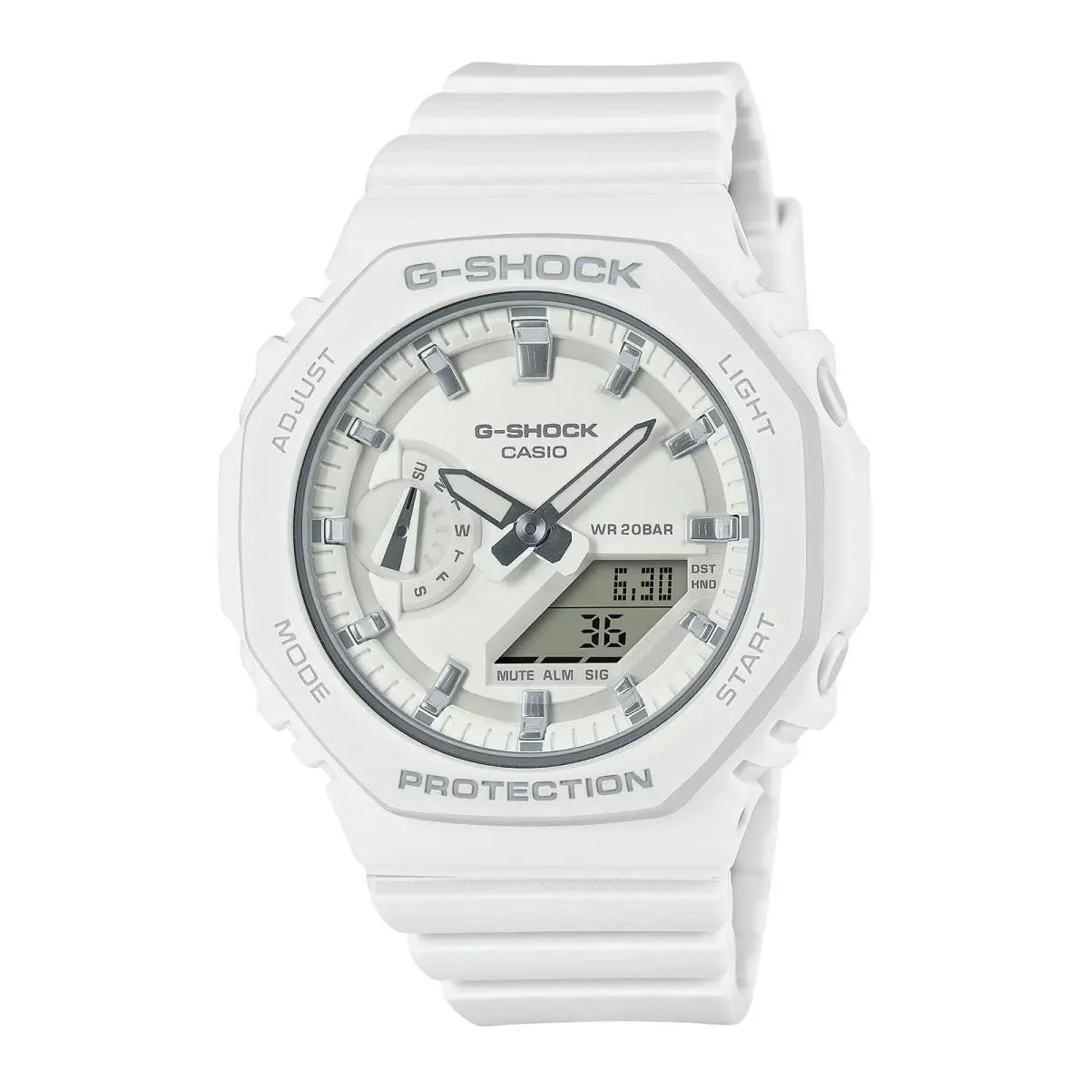 G-shock Analog-digital Women Wristwatch White Simple Octagon GMA-S2100-7A by Casio
