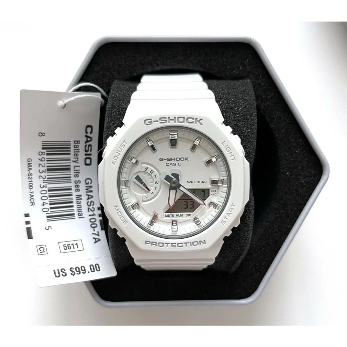 G-shock GMAS2100-7A Analog-digital Watch White New/// by Casio