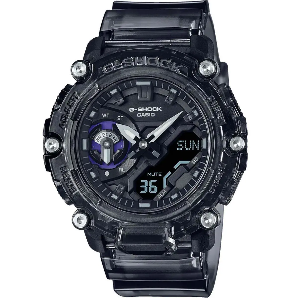 Casio Men`s G-shock Clear Black Analog-digital Carbon Core B Watch GA2200SKL-8A - Dial: Black, Clear, Band: Black, Clear, Bezel: Black, Clear