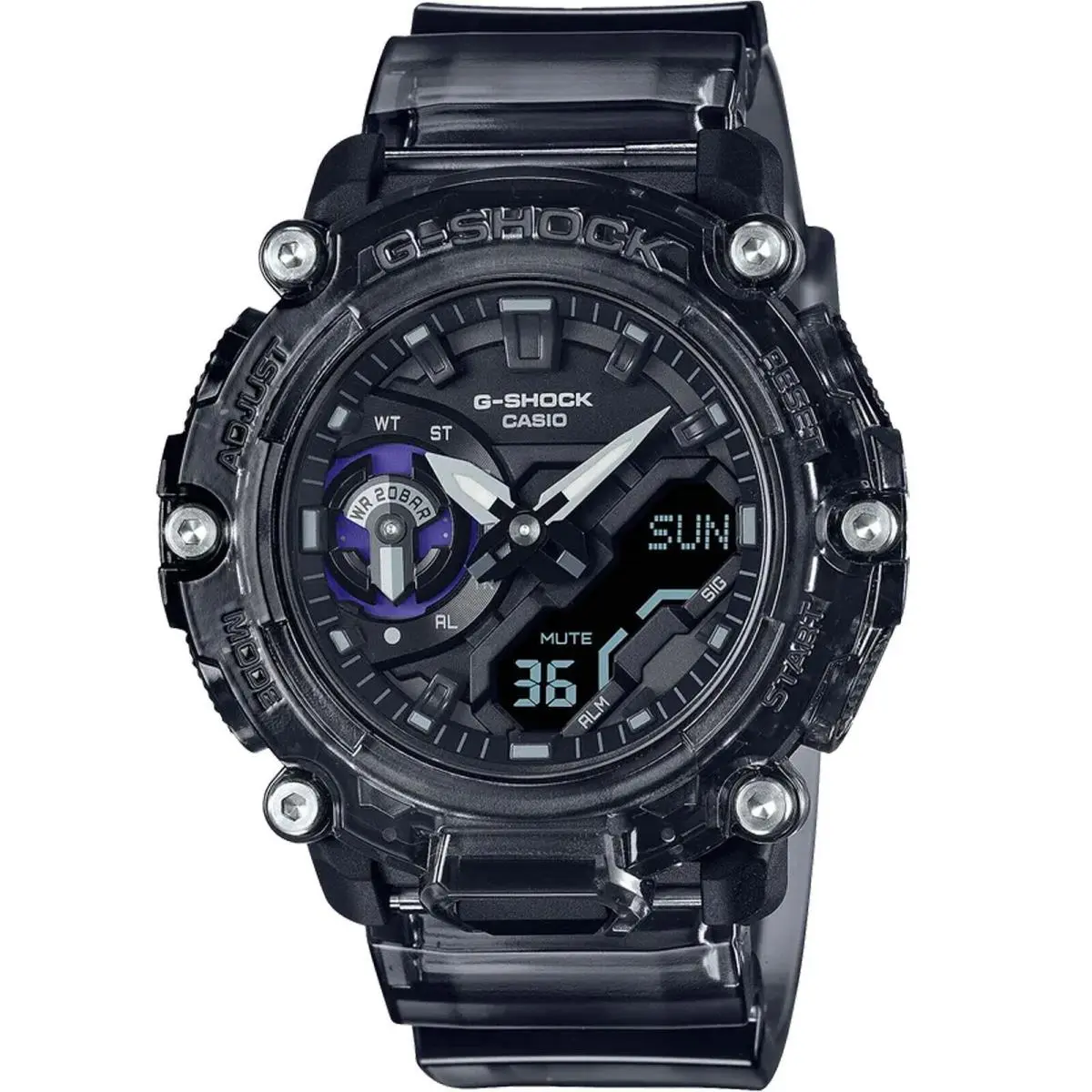 Casio Men`s G-shock Clear Black Analog-digital Carbon Core B Watch GA2200SKL-8A - Dial: Black, Clear, Band: Black, Clear, Bezel: Black, Clear