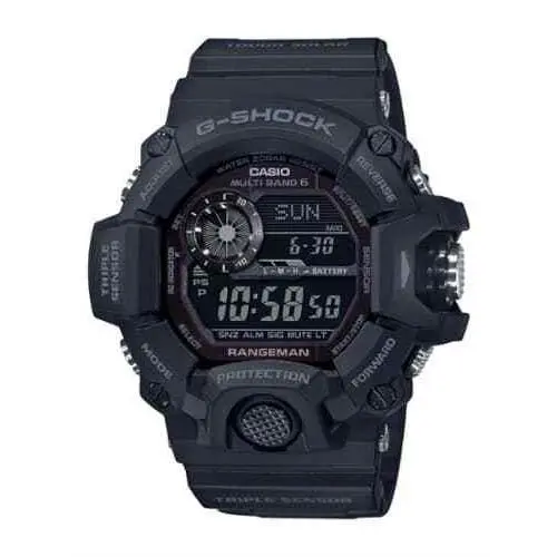 Casio Men`s G-shock Rangeman Triple-sensor Atomic Solar GW9400-1B Watch - Black - Black, Dial: Black, Band: Black