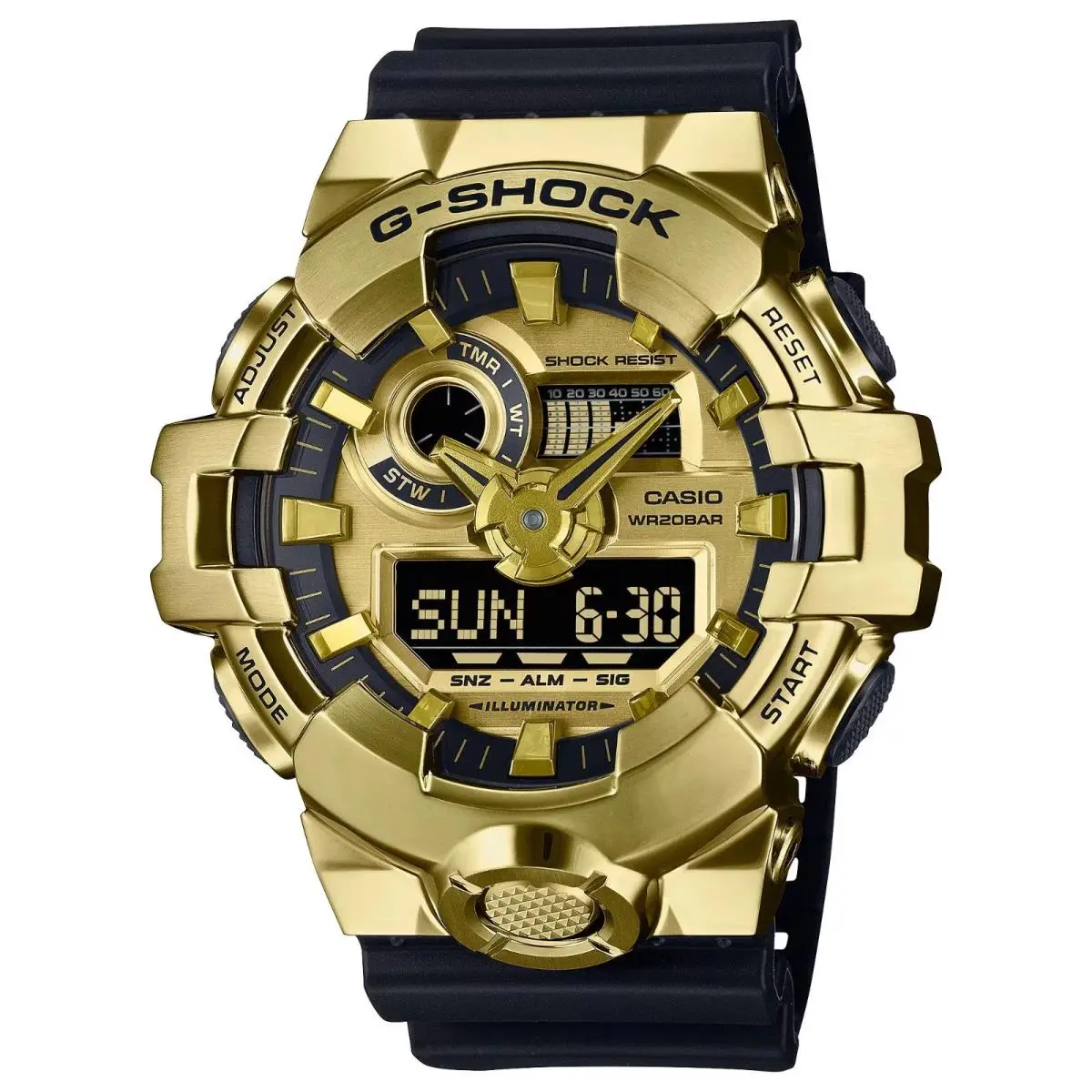 Casio G-shock G-steel Analog Digital Gold Tone Dial Black Men`s Watch GM-700G-9A