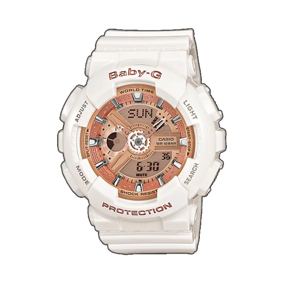 BA110-7A1 Women`s White Alarm Chronograph Analog Digital Baby G Watch by Casio
