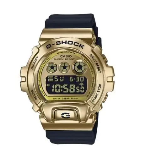 Casio G-shock Gold-tone Forged Case Black Resin Men`s Watch GM6900G-9 - Dial: Black, Band: Black, Bezel: Black
