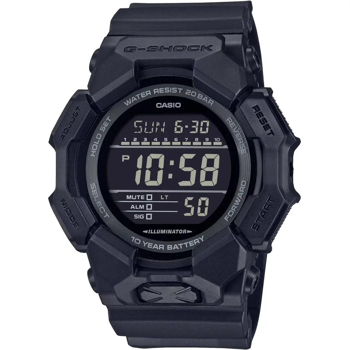 Casio Men`s Watch G-shock World Time Black Digital Dial Resin Strap GD010-1A1