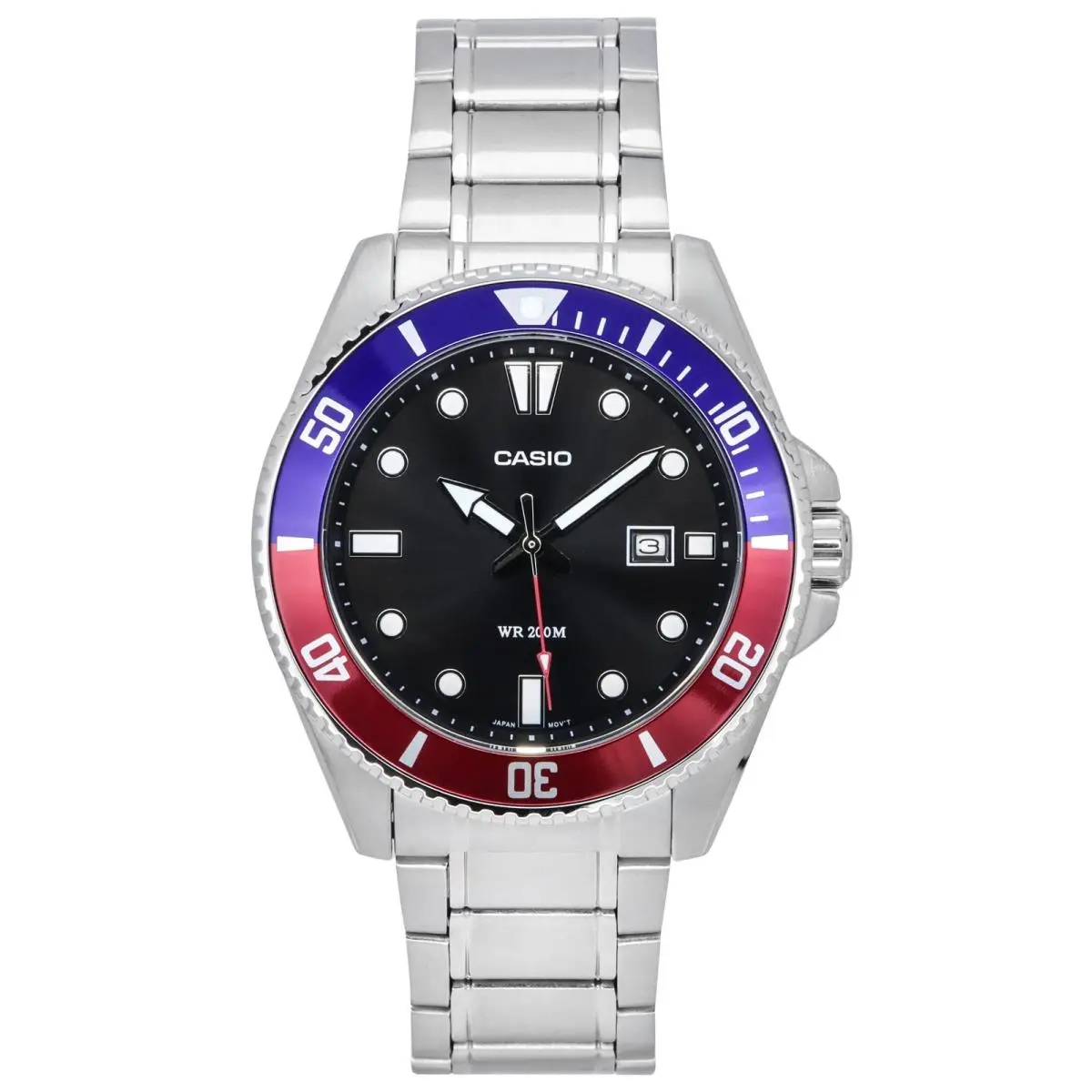 Stainless Steel Black Dial Japan Mov`t Quartz MDV-107D-1A3 200M Mens Watch by Casio