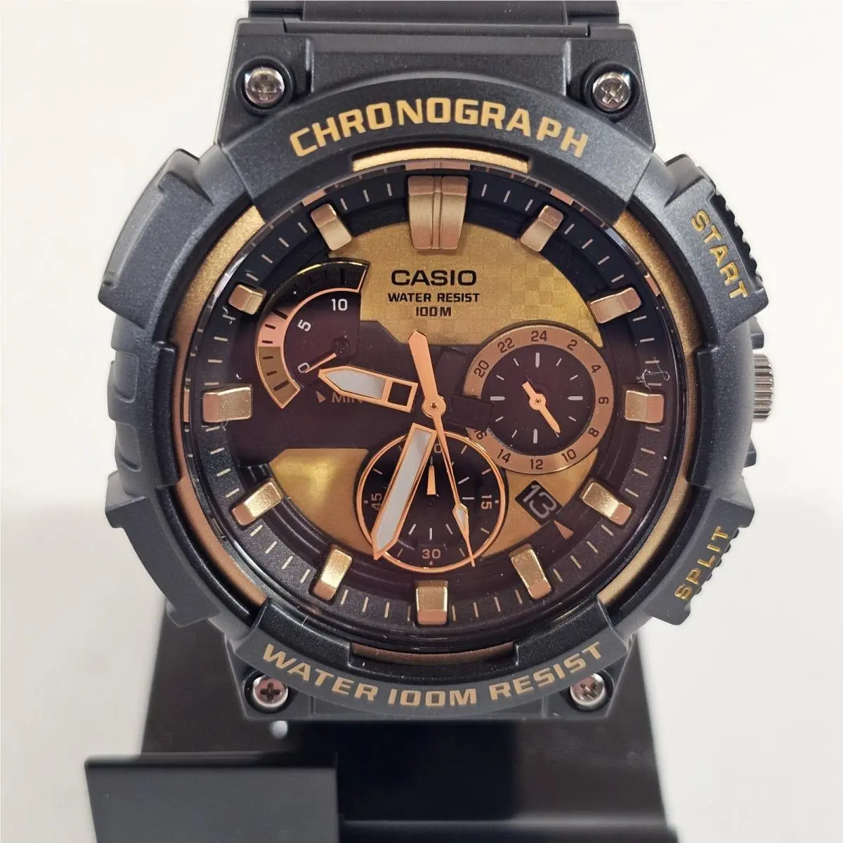 MCW-200H-9AVCF Men`s Chronograph Watch Black Gold 100M by Casio