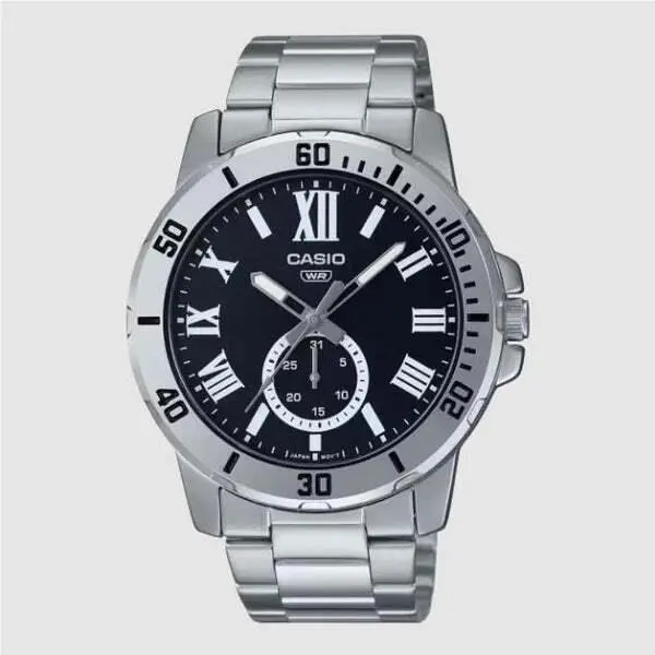 Casio MTPVD200D-1B Men`s Standard Analog Black Dial Stainless Steel Band Watch