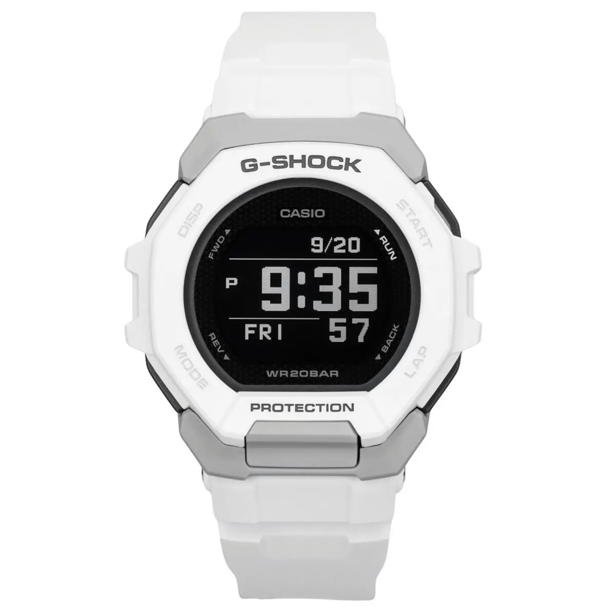 Casio G-shock Black Dial Resin Quartz Sports 200M Men`s Watch GBD-300-7 - Dial: Black, Band: White, Bezel: No Bezel