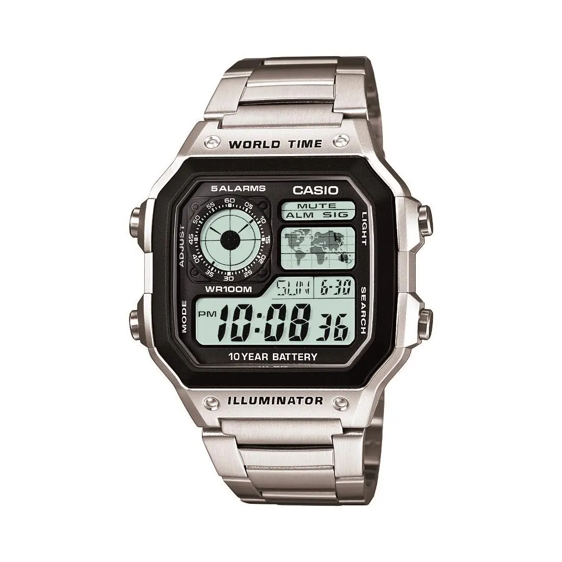 Casio AE1200WHD-1A Men Digital Dial Wristwatch - Silver